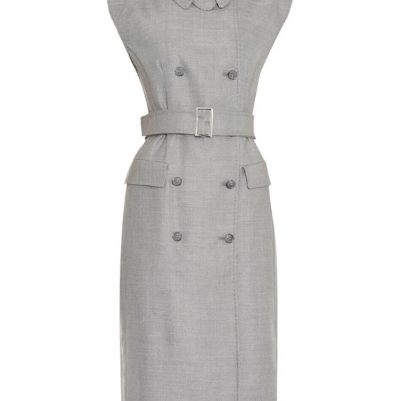 NWT Max Mara Sumatra Belted Double Breasted Wool/Silk Tailor Dress/Vest Sz US 2 - Picture 2 of 12